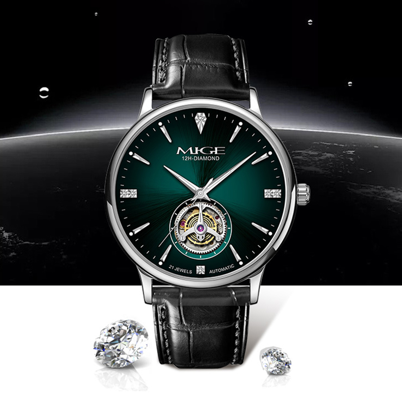 Luxury Watch Green Dial - MIGE Jam Tangan Otomatis Pria Tipis