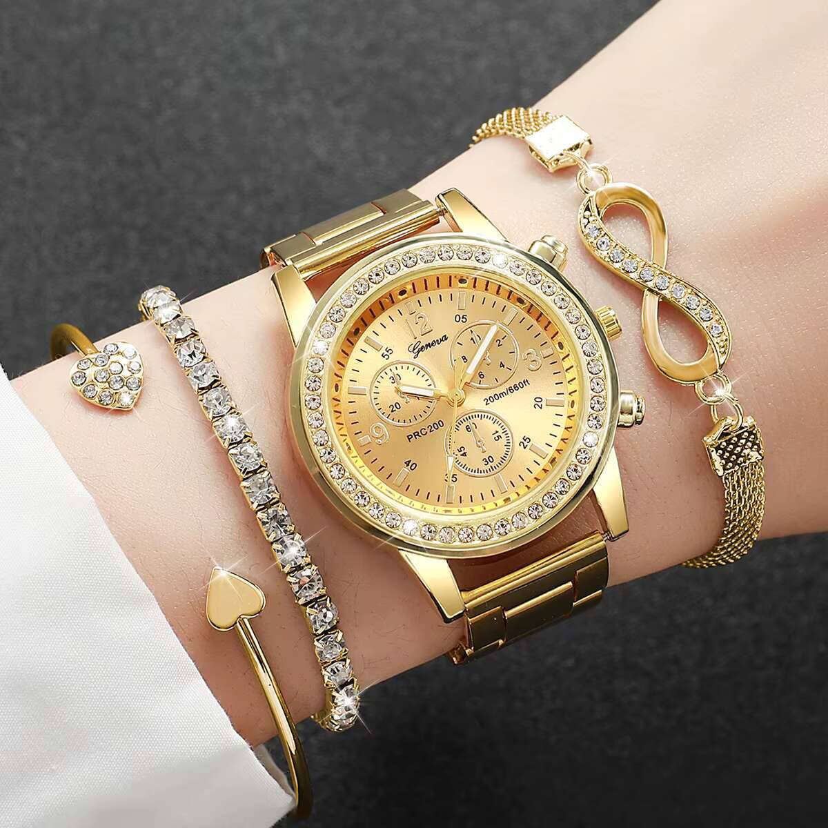 Luxury Watch Gift Box - 4 Buah/Set Jam Tangan Wanita Berlian