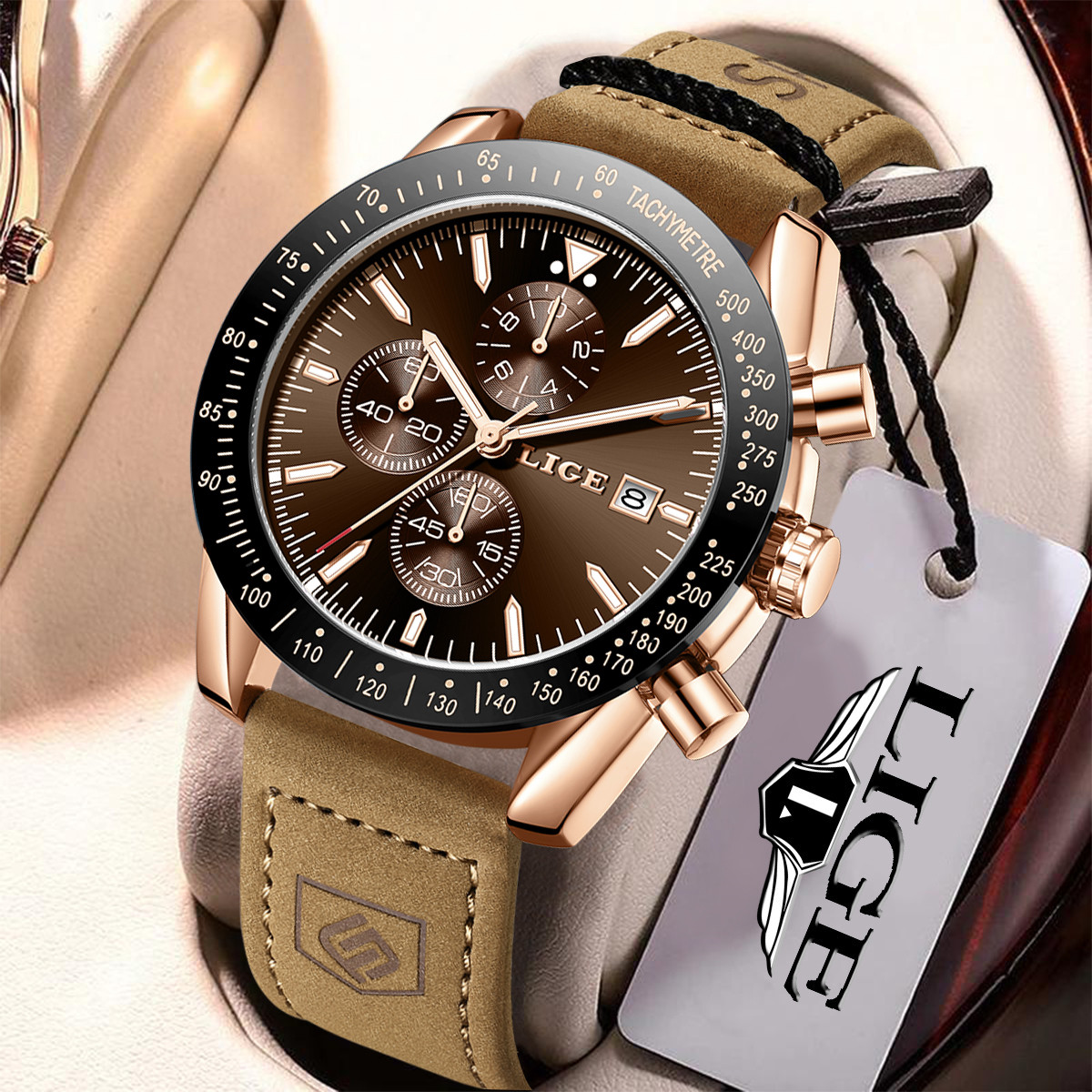 Luxury Watch Box - LIGE Jam Tangan Kulit Jam Tangan
