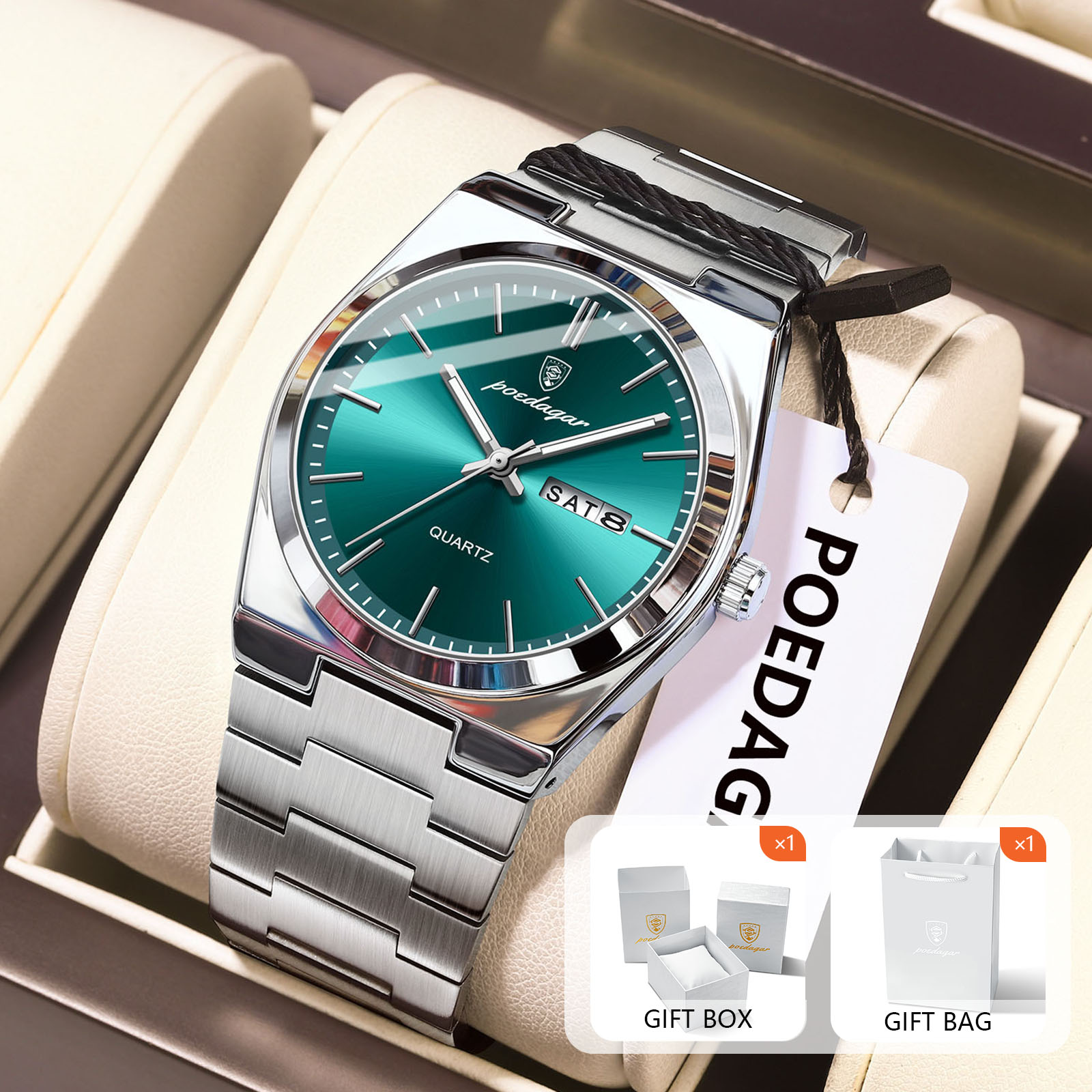 Luxury Watch Display Case - POEDAGAR Jam Tangan Kuarsa Pria Asli