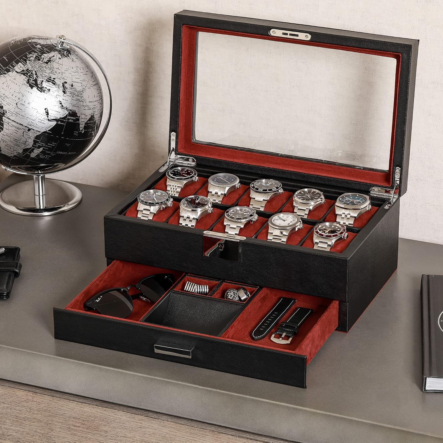 Kotak Jam Tangan 10 Slot dari  - Luxury Watch Display Case ulasan dan harga