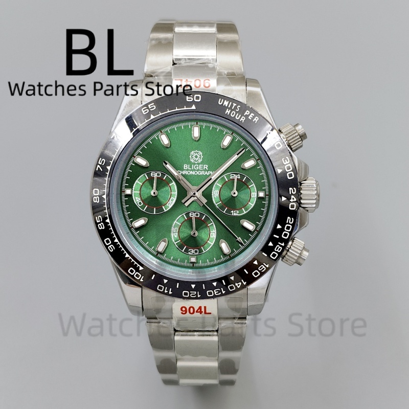 BLIGER Jam Tangan Pria Chronog - Luxury Watch Green Dial ulasan dan harga