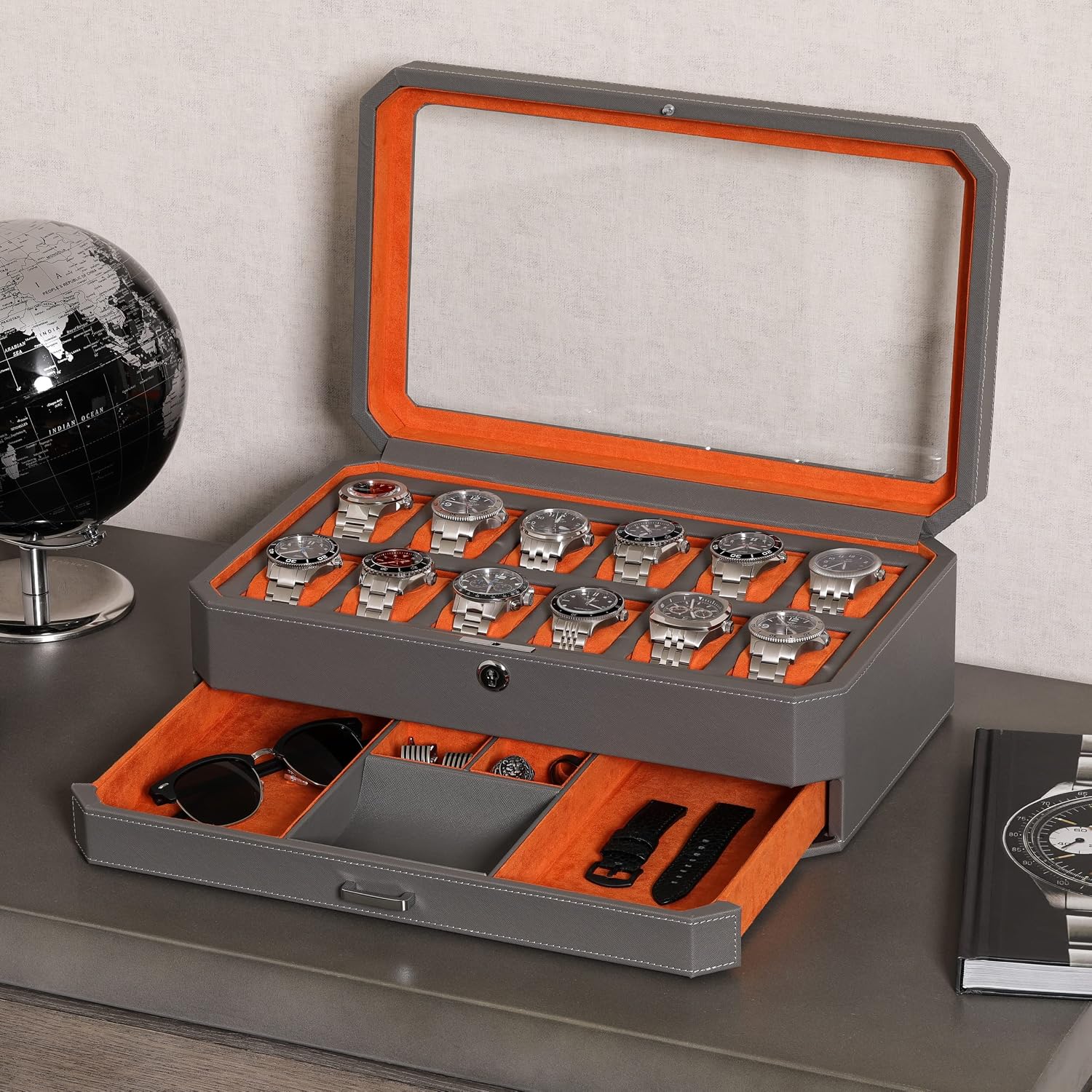 Kotak Jam Tangan Kulit 12 Slot - Luxury Watch Display Case ulasan dan harga