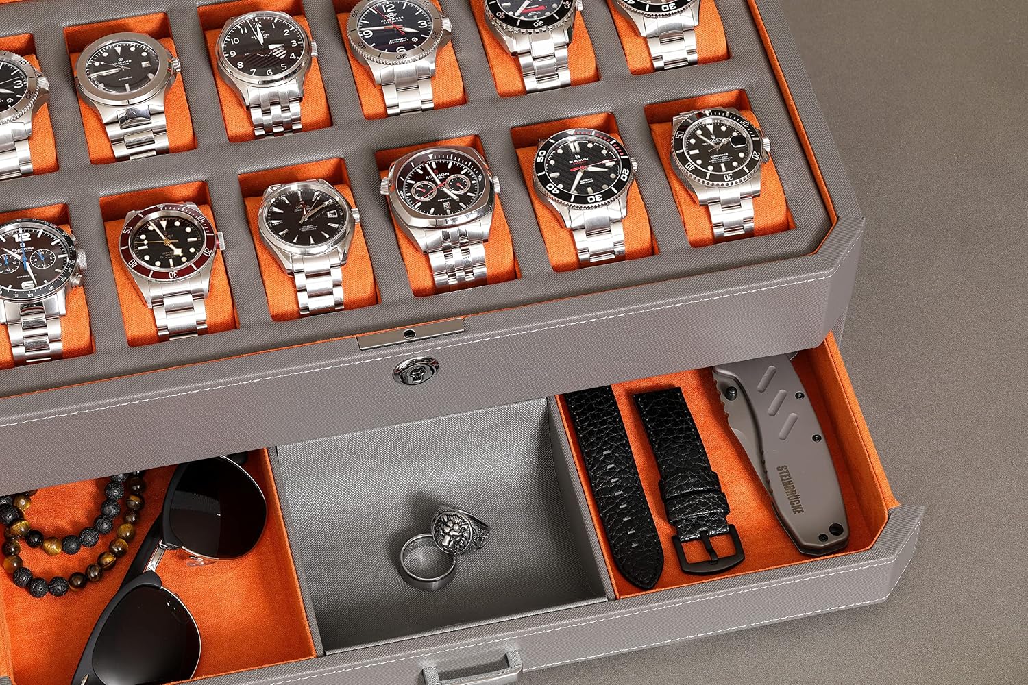 Kotak Jam Tangan Kulit 12 Slot - Luxury Watch Display Case ulasan dan harga